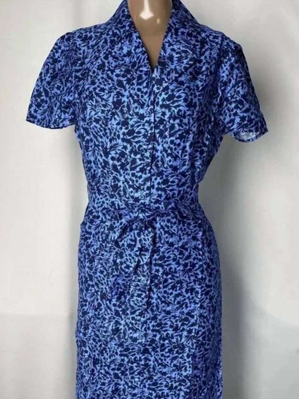 NEW Liyan Mcateer - Women's Floral Button Front Midi Dress Blue/Navy Size 4